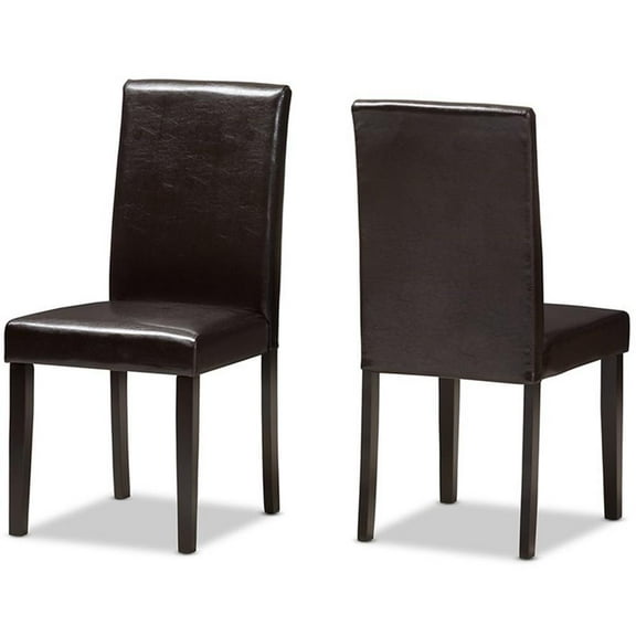 Bowery Hill Faux Leather Dining Side Chair in Brown (Set of 2)