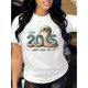 thumbnail image 1 of Camiseta para mujer verano SuaveWomen's 2025 Year of the Snake Graphic Tee, Polyester Crew Neck T-Shirt with Alphabet Pattern, Casual Short Sleeve Knit Fabric Top for All SeasonsFather's Day, Mother, 1 of 8