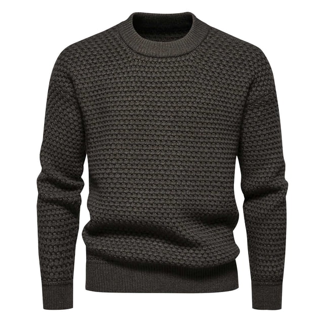 Pisexur Mens Sweater Textured Knitted Crew Neck Long Sleeve Fall Sweaters Leisure Solid Color Pullover Sweaters with Ribbing Edge Soft Comfortable Tight Cuff Knit Sweater S-2XL Gray