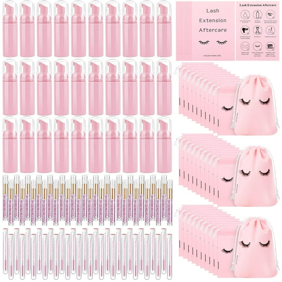 Kit de champú para pestañas Zhehao, 150 unidades, con cepillos para botellas y bolsa