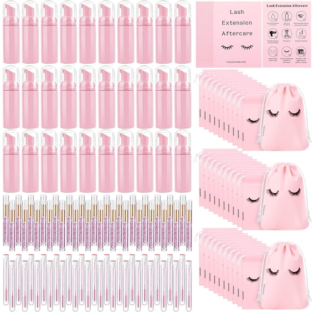 Kit de champú para pestañas Zhehao, 150 unidades, con cepillos para botellas y bolsa