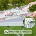 thumbnail image 6 of Square Tablecloth with Elastic Edges 36 * 36 Inch Pioneer Waterproof Pink Floral Feathers Table Cover Washable Indoor and Outdoor for Party Kitchen Dinner Banquet Patio Picnic, 6 of 6