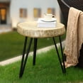 thumbnail image 5 of LuxenHome Natural Faux Wood Top with Black Metal Legs Side Table, Indoors and Outdoors, 5 of 12