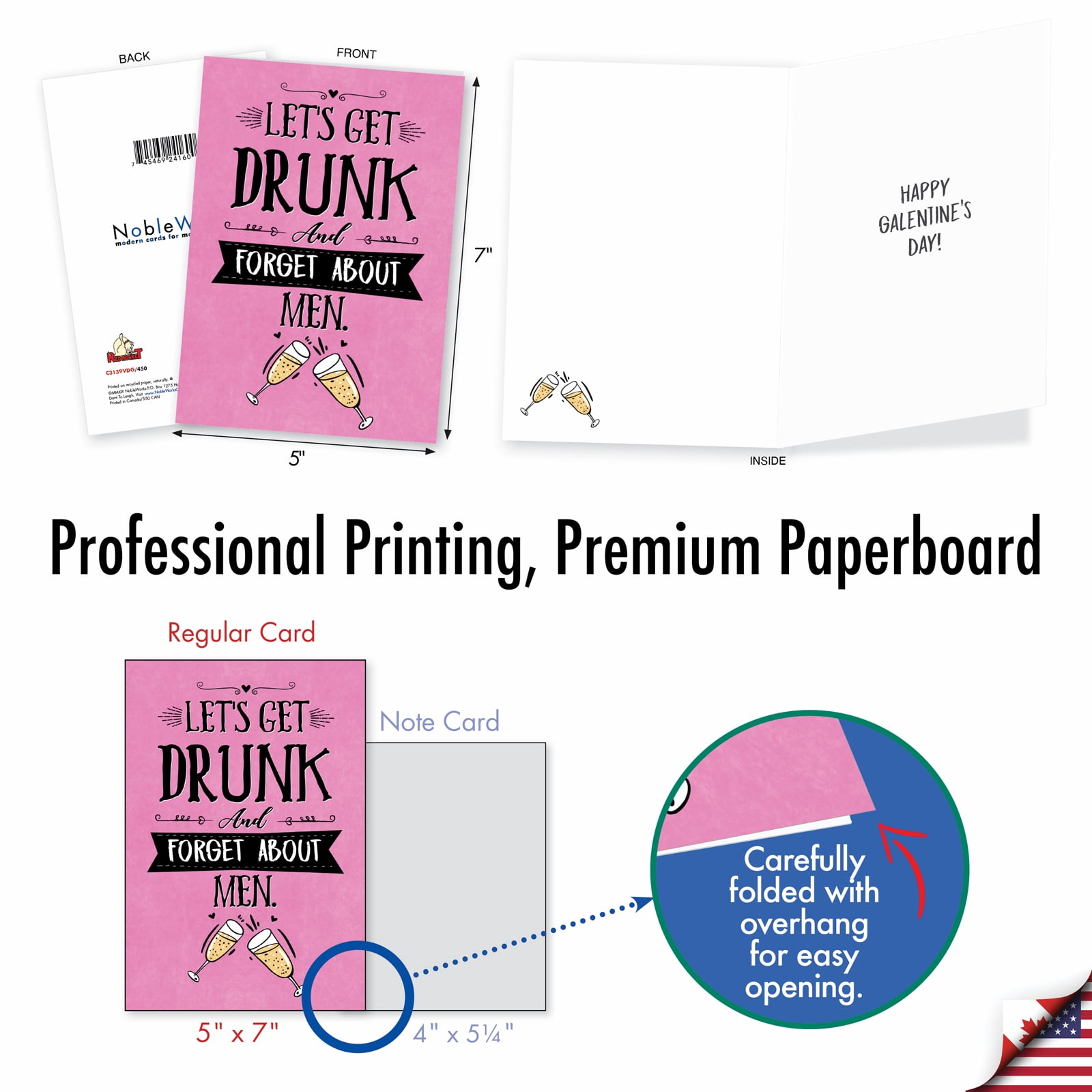 NobleWorks 20 Assorted Box Set Funny Galentine's Day Greeting Cards w/5 x 7 Inch Envelopes (10 Designs, 2 Each) Be My Galentine AC3355GAG-B2x10