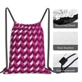 thumbnail image 5 of Leisure Draw String Mouth Backpack 16 X 14 Woven Band Durable Not Easy To Fall Off In Travel Portable Draw String Design Magenta Houndstooth_2, 5 of 8