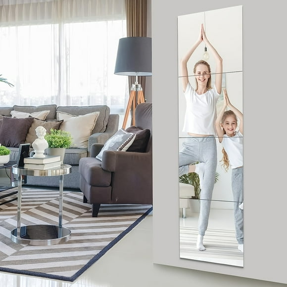 4pcs Full Length Mirror Tiles, Frameless Wall Mirror, Body Mirror, Long Mirror, Gym Mirrors For Home Gym, Used As Door Mirror, Closet Mirror