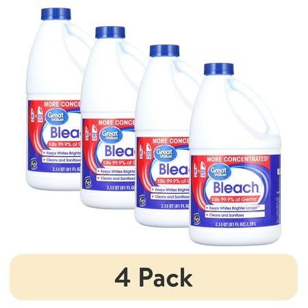 (4 pack) Great Value Bleach, 81 fl oz