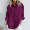 thumbnail image 2 of Womens Tops Daily Casual Linen Shirt Long Sleeve Loose Fit Blouse Collared V Neck Versatile Matching Spring Summer Autumn Wear 1Pc Top 2Xl Sweaters For Women, 2 of 6