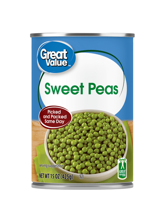 Great Value Sweet Peas, Gluten-Free, 15 oz Can