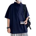 thumbnail image 2 of Camiseta de manga corta para hombre, blusa informal transpirable, estilo vintage, holgada, para uso diario, 2 of 8