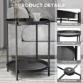 thumbnail image 3 of LIFERECORD 2-Tier Round Metal End Table with Removable Tray – Small Space-Saving Side Table for Living Room, Bedroom, Balcony, Patio, Black, 3 of 6