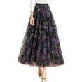 thumbnail image 5 of Aayomet Plus Size Skirts for Women Elastic High Waist Pattern Three Layer Mesh Large Swing Skirt (D, L), 5 of 5