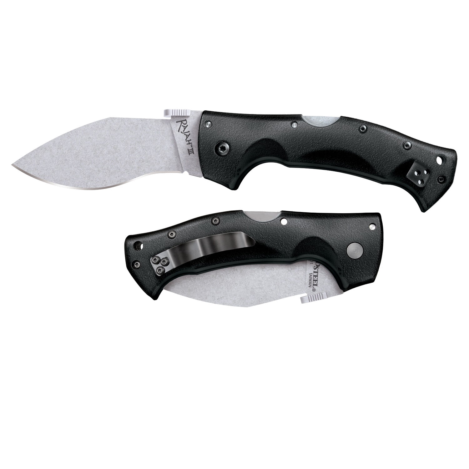Cold Steel Rajah III Folding Knife,Plain Edge, AUS10A Steel with Stone Wash Finish and Griv-Ex Handle