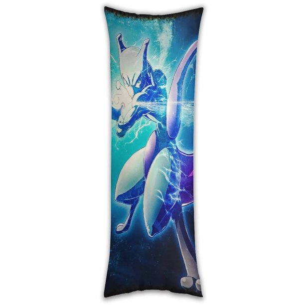 Funda de almohada Mewtwo de cuerpo entero, funda de almohada larga, almohada de compañero de juegos para niños, cojín de sofá, muebles para el hogar, decoraciones de cama de 20" x 54"