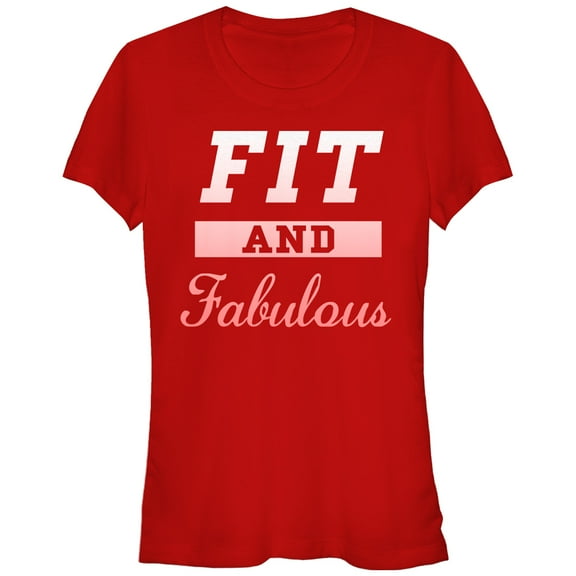 Junior's CHIN UP Fit and Fabulous  Graphic Tee Red X Large