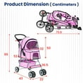 thumbnail image 2 of BestPet Pet Stroller Cat Dog Cage Stroller Travel Folding Carrier,Pink, 4 Wheels, 2 of 7