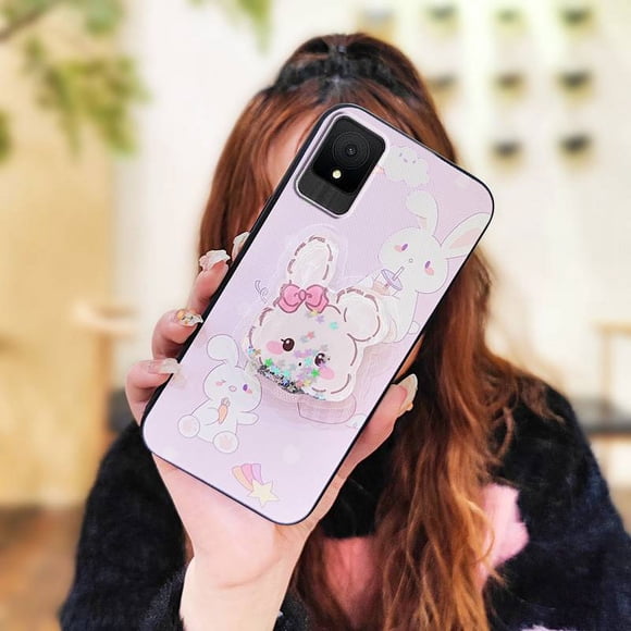 Lulumi-Phone Case For TCL 502/T432J, Fashion Design Soft Case Skin feel silicone drift sand protective Dirt-resistant Waterproof Silicone Back Cover Glitter TPU phone lens protection Cute