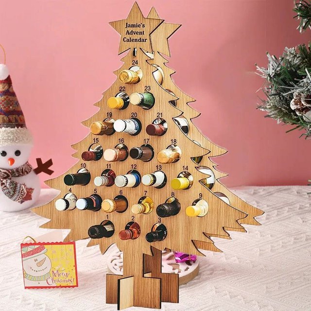 Nuevo árbol de Navidad-Calendario de Adviento para adultos, estante de vino de vacaciones, regalos de vino y espíritus, decoración navideña, decoración del hogar