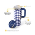 thumbnail image 6 of RTIC 40 oz Tumbler, Ceramic Lined, Leak-Resistant Straw Lid, Road Trip, Cobalt Gingham, 6 of 8