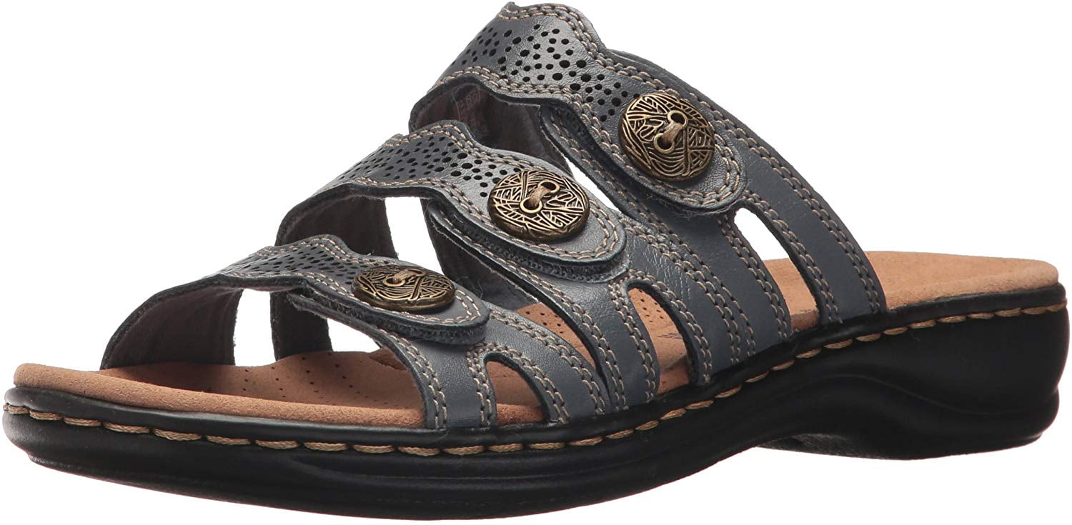 CLARKS Women's Leisa Grace Sandal, Blue 