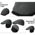 thumbnail image 6 of Comhats Winter Herringbone Wool Blend Ivy Newsboy Flat Cap with Knitted Ear Flaps Cover Driver Hat Black 59-60CM, 6 of 7
