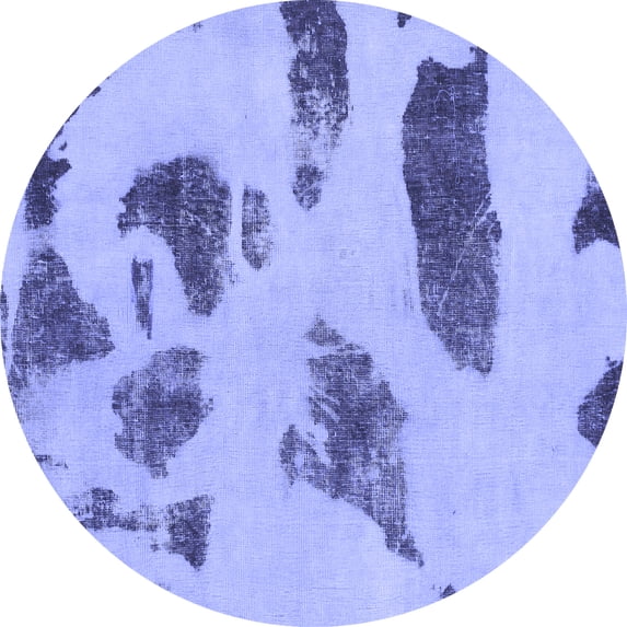 Ahgly Company Machine Washable Indoor Round Abstract Blue Modern Area Rugs, 7' Round