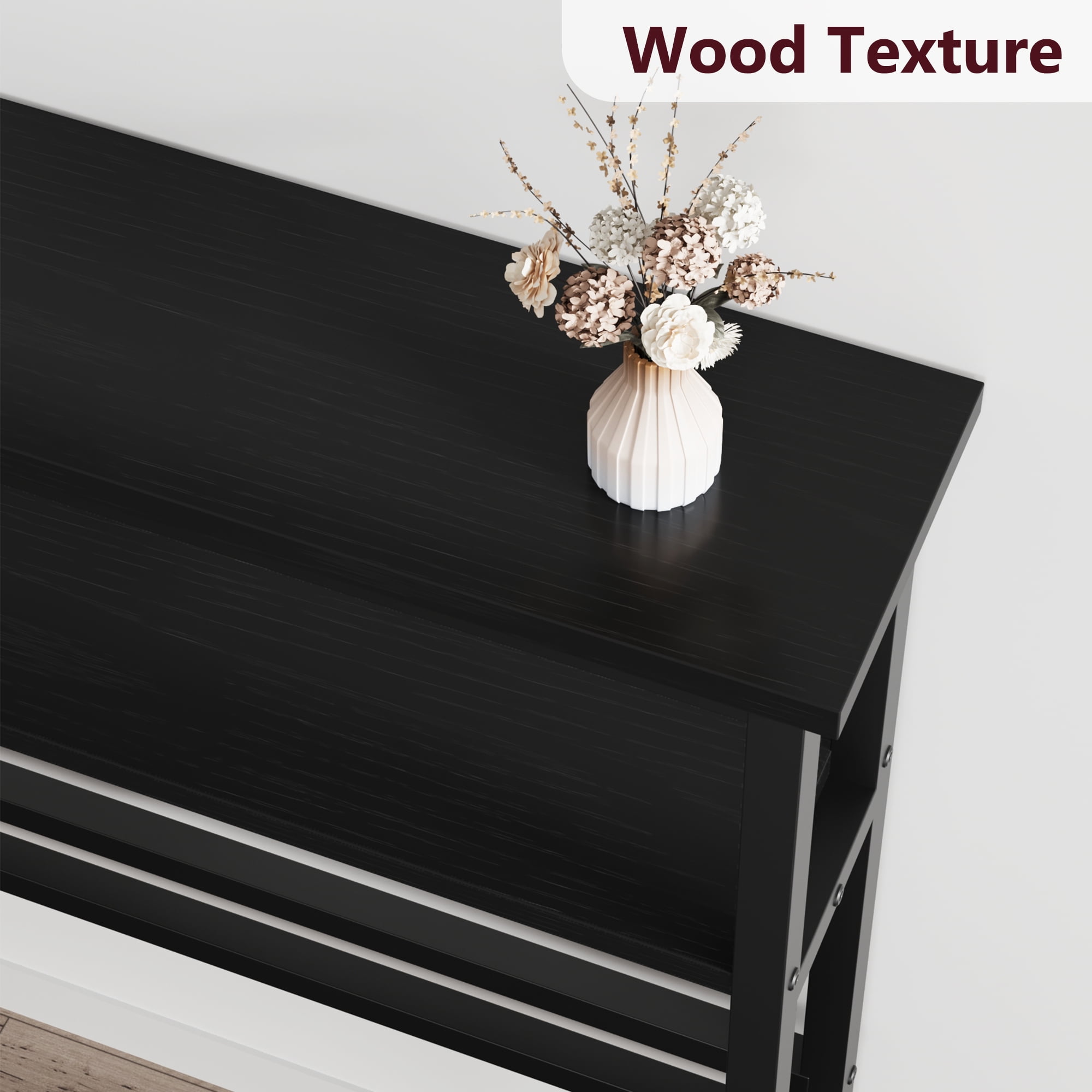 strundghti 5.9"W Wood Narrow Console Table, 2 Tier Skinny Behind Sofa Table with Adjustable Shelf