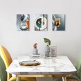 thumbnail image 2 of Canvas Wall Art for Dining Room Kitchen Wall Decor Teal Gold Wine Glass Pictures Abstract Wine Cups Paintings Geometric Kitchenware Posters Modern Home Decorations Family Bar Pub Artwork 12x16" 3 Pcs, 2 of 6