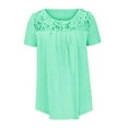 thumbnail image 5 of Womens Clothing Homenesgenics Womens Tops under $5 Women Fashion Lace Splicing Round Neck Short Sleeve T-Shirt Blouse Blue XXXXL, 5 of 6