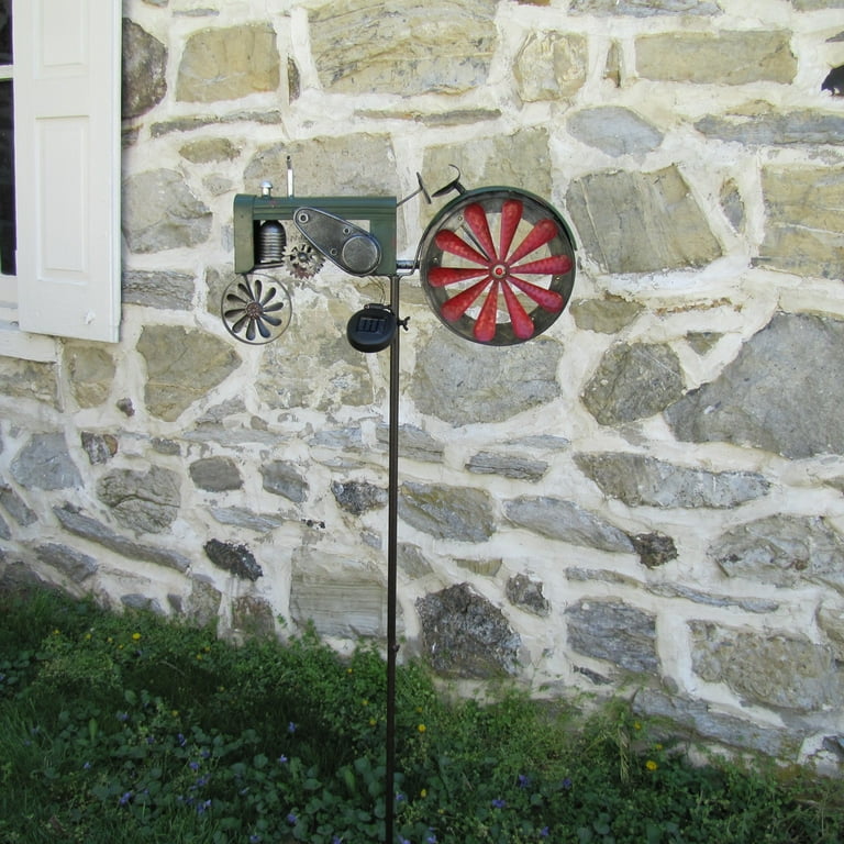 Solar Powered LED Light Garden Tractor Wind Spinner Lawn Ornament Solar Powered LED Light Garden Tractor Wind Spinner Lawn Ornament
