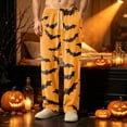 thumbnail image 2 of WULMLEO Men's Halloween Funny Pajamas Corduroy Fall Ghost Wide Leg Baggy Printed Graphic Slacks Casual Soft Skull Joggers with Pockets Orange L, 2 of 5