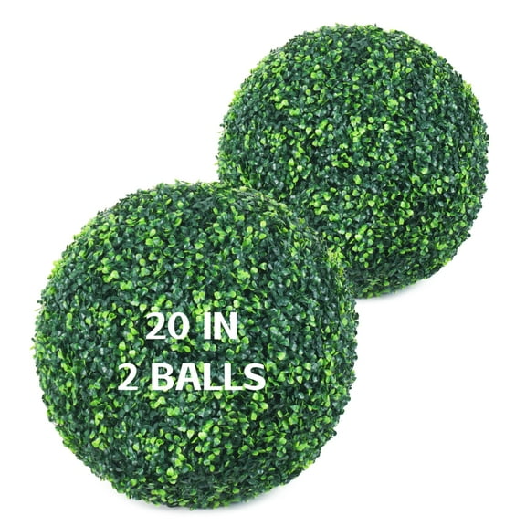 2 PCS 20 inch 4 Layers Artificial Plant Topiary Ball Faux Boxwood Decorative Balls for Backyard, Balcony,Garden, Wedding and Home Décor (20 inch)