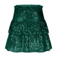 thumbnail image 5 of Women Sequin Skirt Sparkly Cute High Waist Ruffle Flowy Shiny Glitter Mini Short Skirts Pleated Club Party Skirt, 5 of 7