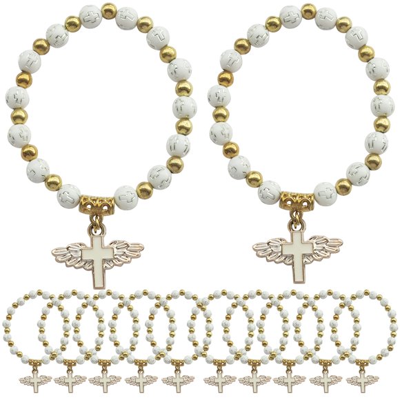WE Angel Wing Cross Bracelet Favor (12 PCS) for Boy and Girl - Baptism Favor/Christening Favor/Bautizo Recuerdos Church Event
