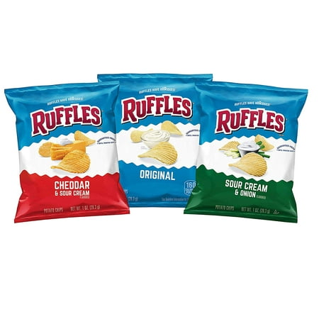 Ruffles Potato Chips, Variety Pack, 1 oz Bags, 40