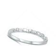 thumbnail image 4 of Wedding Band Stackable White Cubic Zirconia Ring .925 Sterling Silver Jewelry Female Male Size 8, 4 of 4