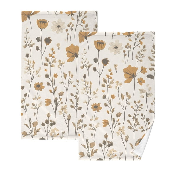 Ryvnso Flower-a1 Cotton Hand Towels Sets Face Towel 2 PCs Bathroom Decorative