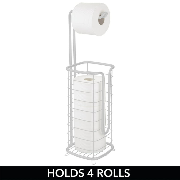 mDesign Modern Metal Free-Standing Toilet Paper Stand, Holds 3 Rolls - Chrome