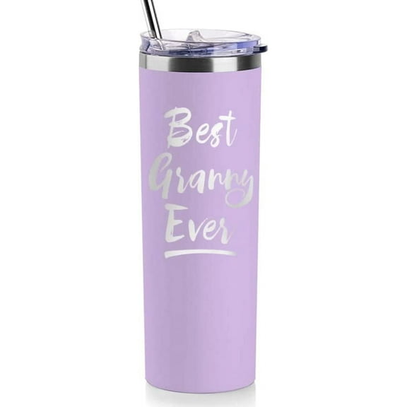 Best Granny Gifts From Grandchildren Granddaughter Grandson Gifts For Granny - 20oz Purple Best Granny Ever Tumbler - Christmas Birthday Mothers Day Gifts For Granny Cup With Lid Straw