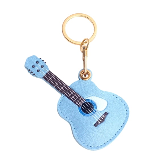 Loamitoy Keychain Pendant Musical Style Faux Leather Guitar Charm Keyring Access Card Holder Schoolbag Key Pendant Keychain Accessories