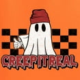 thumbnail image 6 of Wild Bobby Creep It Real Ghost Checker Background Halloween Red and Black Halloween Women Graphic Tee, Orange, Medium, 6 of 6