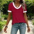 thumbnail image 2 of Lenago Shirts for Women Short Sleeve Shirts Loose Soft Casual Solid Color T-Shirts, 2 of 8
