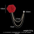 thumbnail image 4 of Elegant Rose Flower Brooch Pin Long Chain Fringe Lapel Pin Fabric Boutonniere Pins Wedding Brooches for Women Men Dress Accessories, 4 of 7