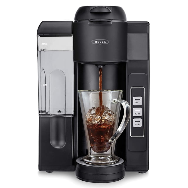 BELLA Single Serve Coffee Maker, Dual Brew, K-cup Compatible - Ground Coffee Brewer with Removable Water Tank & Adjustable Drip Tray, Perfect for Tra