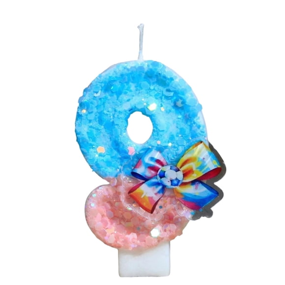 Goleeg Pink Blue Number 9 Birthday Candles, Soccer Birthday Decorations, Soccer Cake Topper for Wedding Cakes, Anniversaries, Party Celebrations