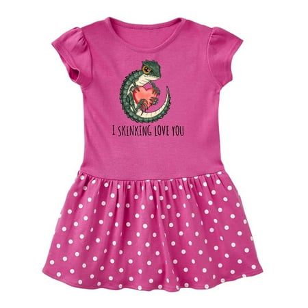 

Inktastic I Skinking Love You Cute Pun Crocodile Skink Lizard Gift Toddler Girl Dress