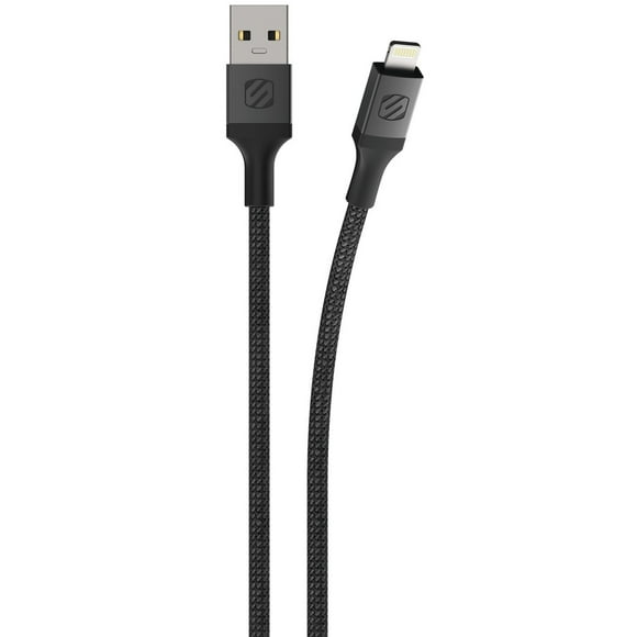 Scosche i3B4SG-SP, câble torsadé de recharge et synchronisation de première qualité StrikelineMC certifié MFi LightningMC pour tous les appareils Lightning, 1,2 m