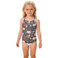 thumbnail image 2 of CCRFTGI Girl Swimsuit One Piece Size 10-12 Cute Bathing Suit Summer Adjustable Straps Beach High Waisted Notebook Pencil Vacation Girls Fashion Girls Swimwear for Kids Black 11-12 Years, 2 of 8