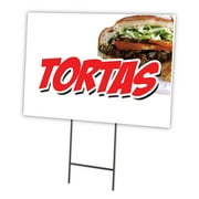 TORTAS 12"x16" Yard Sign & Stake | Advertise Your Business | Stake Included Image On Front Only | Made in The USA