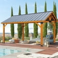 thumbnail image 2 of AECOJOY Wooden Gazebo 14.5x11ft for Outdoor BBQ Grill and Relaxation, Sturdy Brown Permanent Pavilion for Patios, Gardens, and Lawns, 2 of 8